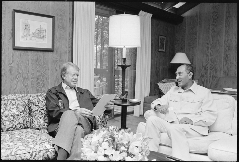 File:Jimmy Carter and Anwar Sadat at Camp David - NARA - 181327.tif