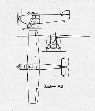 Three-view drawing of K16 Junkers K16, skica (Letectvi, August-September 1925).jpg
