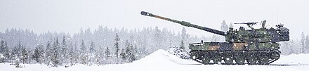 Norwegian Army K9 VIDAR in a snow-covered field K9 VIDAR self-propelled artillery.jpg