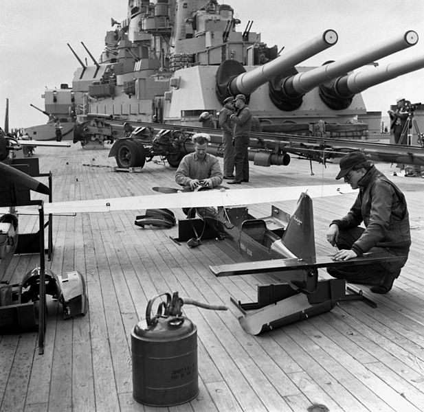 File:KD2R drone being assembled on USS Missouri (BB-63) 1952.JPEG