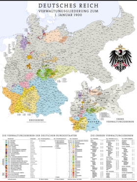 Карта административного деления Германии 1900 г.