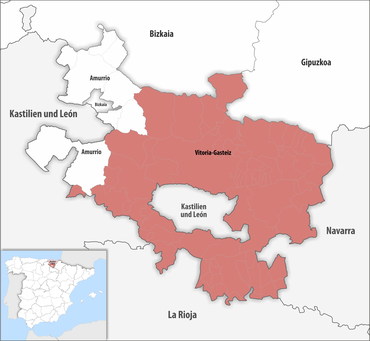 Die Lage des Gerichtsbezirk Vitoria-Gasteiz in der Provinz Álava