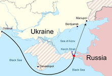 The Kerch Strait incident over the passage between the Black and Azov seas Kerch Strait incident.png