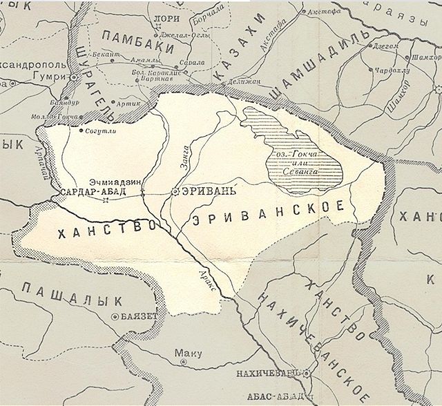 Ханство на карте военных действий в Закавказском крае с 1809 по 1817 год с границами по Гюлистанскому мирному договору. Тифлис, 1902 год