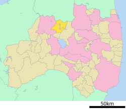 Расположение Китасиобара в префектуре Фукусима