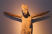 Kruzifixus, Thüringen, um 1260, Pappelholz, stark verwittert, Germanisches Nationalmuseum, Nürnberg
