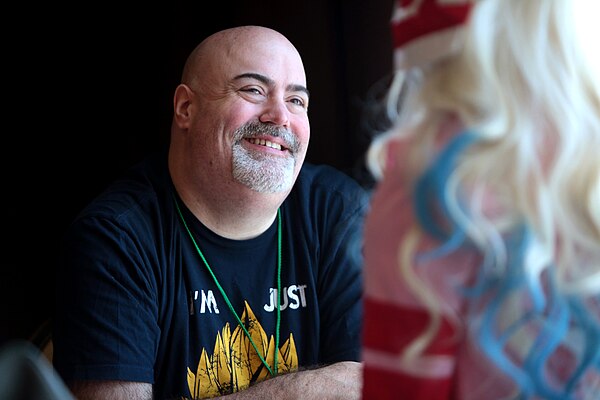 Hebert speaking with fans at the 2016 Saboten Con.