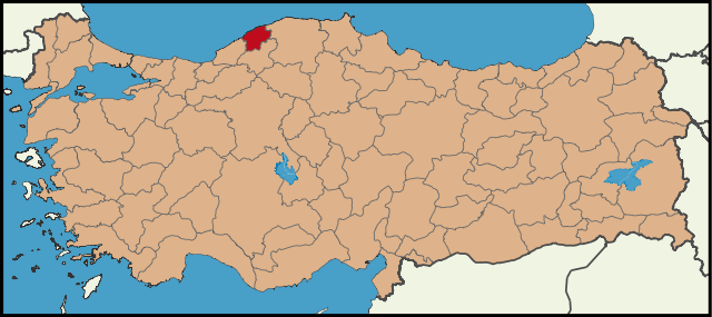 Localização da província de Bartın na Turquia