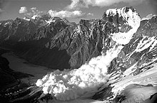 Avalanche in Pamir Mountain range