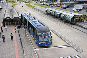 Buses driving on a road