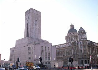 Liverpool Queensway Tunnel ventilation tower and offices Pierhead from The Strand