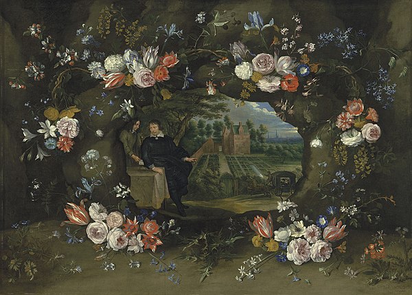 Nicolaas de Man at his country estate, portrait by Jan Thomas van Ieperen and landscape by Lucas van Uden