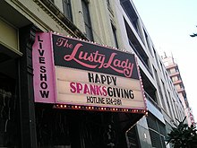 The marquee for the Lusty Lady peep show in Seattle Lusty Lady marquee.jpg