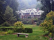 Lynch Hall, designed as a residence for Commander Charles McKenna Lynch in 1923 by architect Paul A. Bartholomew, was redesigned as the first building of the Pitt-Greensburg campus in 1965 by Bartholomew's architectural firm and now houses the main Pitt-Greensburg administrative offices. LynchHall.jpg