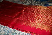 A typical Mangalorean Catholic wedding sari (sado) Mangalorean Catholic sado.JPG