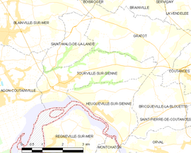 Mapa obce Tourville-sur-Sienne