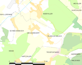 Mapa obce Brouderdorff