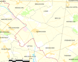 Mapa obce Blaringhem