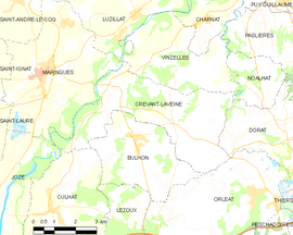 Mapa obce Crevant-Laveine