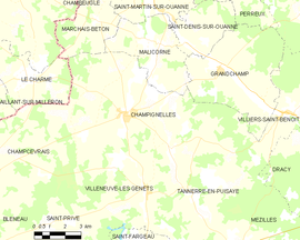 Mapa obce Champignelles