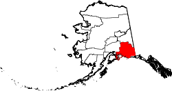 map of Alaska highlighting Valdez-Cordova Census Area