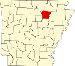 Map of Independence County within Arkansas