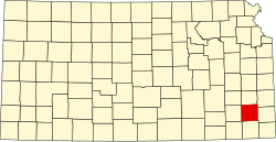 Karte von Neosho County innerhalb von Kansas