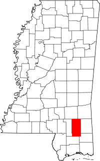Округ Перрі на мапі штату Міссісіпі highlighting
