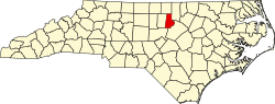 Map of North Carolina highlighting Durham County.svg