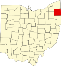 Locatie van Trumbull County in Ohio