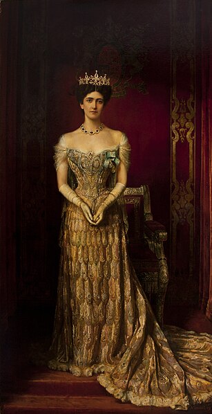 File:Mary Leiter, Lady Curzon, wearing a 1903 gown by Jean-Philippe Worth - William Logsdail 1909 portrait.jpg