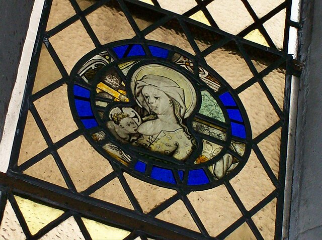 Medieval Madonna and Child roundel in St Margaret's Chapel