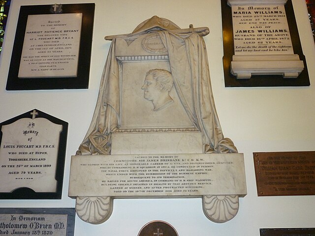 The memorial to Sir James Brisbane in St James' Church, Sydney