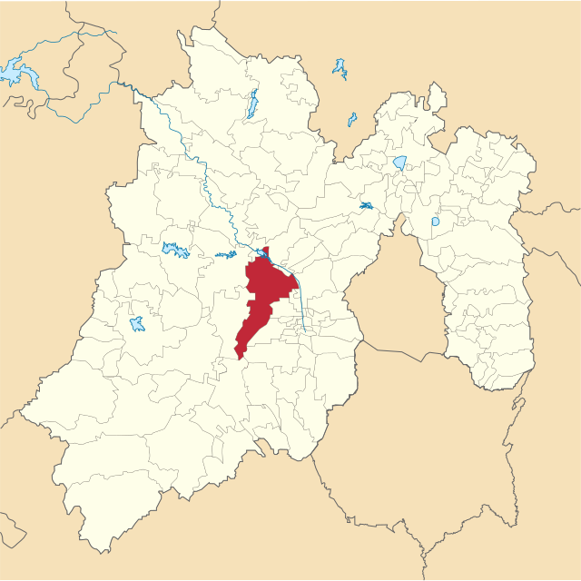 Zona municipalității Toluca pe harta statului México