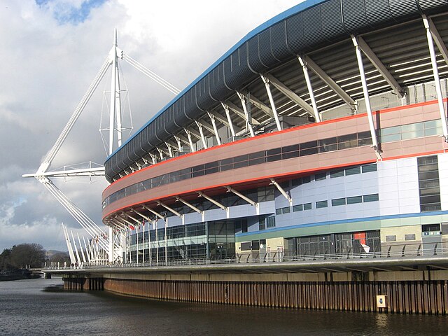 Exterior of the Millennium Stadium, Cardiff, where the Wales national team play all their home games