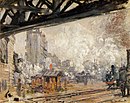 『サン＝ラザール駅、外の光景』 W447、1877年、油彩、キャンバス、64 x 81 cm、個人蔵