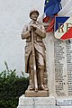 * Nomination: A poilu on the war memorial of Farges in Ain, France. --Chabe01 14:58, 10 August 2019 (UTC) * Review Isn't it tilted? Is it green CA under the statue? Could you add geo location? --Podzemnik 21:49, 11 August 2019 (UTC)