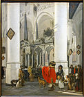 Interior of the Nieuwe Kerk in Delft label QS:Len,"Interior of the Nieuwe Kerk in Delft" label QS:Lpl,"Wnętrze Nieuwe Kerk in Delft" label QS:Lnl,"Interieur van de Nieuwe Kerk te Delft" , 1656, oil on canvas medium QS:P186,Q296955;P186,Q12321255,P518,Q861259 , 97 × 85 cm (38.1 × 33.4 in). Lille, Musée des Beaux Arts de Lille.