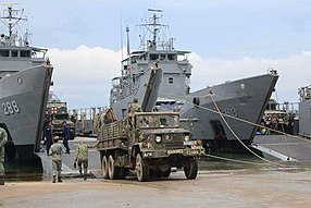 Naval Forces Western Mindanao sent off two Navy vessels to Marawi City on May 30, 2017, at Naval Station Romulo Espaldon, Calarian, Zamboanga City to transport Fleet-Marine Team to augment troops fighting against the Maute in Marawi City. NFWM Sends Off Navy Ships to Marawi 01.jpg