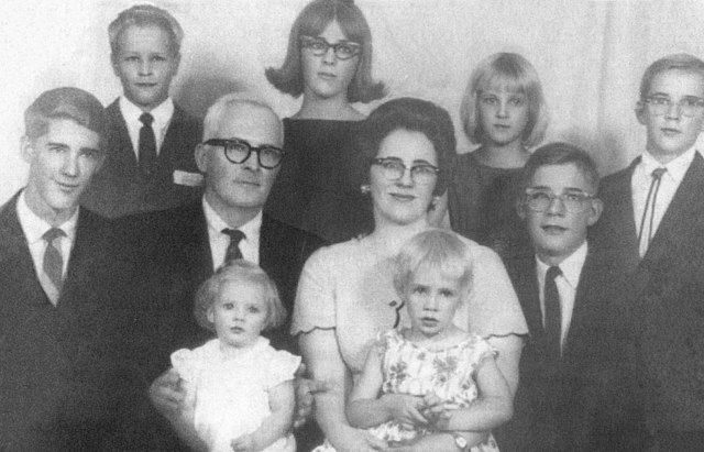 Hugh and Phyllis Nibley with their children in 1966