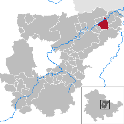 Läget för kommunen Niedertrebra i Landkreis Weimarer Land