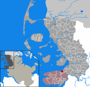 Poziția Norderfriedrichskoog pe harta districtului Nordfriesland