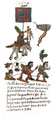 Завоеватель Нуньо де Гусман, изображенный в Кодексе Теллериано Ременсис