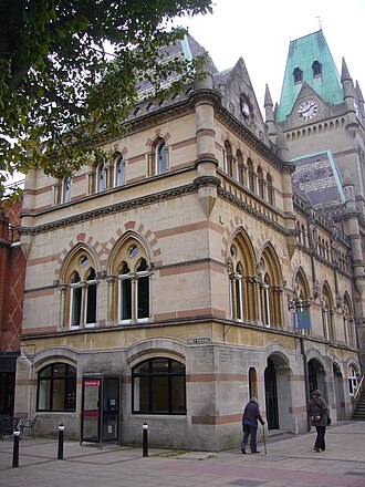 The Guildhall, Winchester. The old police station is now partly used as a cafe. Old Police Station, The Broadway, Winchester.JPG