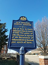 PA Historical Marker, Old Swedish Burial Ground, Chester, Pennsylvania