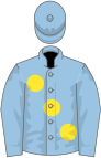 Light Blue, large Yellow spots