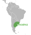 Eine Landkarte von Südamerika: In Grün ist die Pampa eingezeichnet.