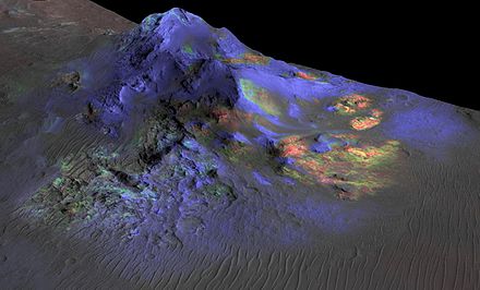 Alga crater on Mars is a possible site for preserved ancient life, after detection of an impact glass deposit.[4]
