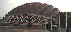 The Juan Escutia Sports Palace hosted the basketball events for the 1968 Summer Olympics in Mexico City. Palacio de los Deportes.JPG