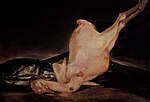 Francisco de Goya: «Stilleben med plukket kalkun og fisk i panne» (1810)